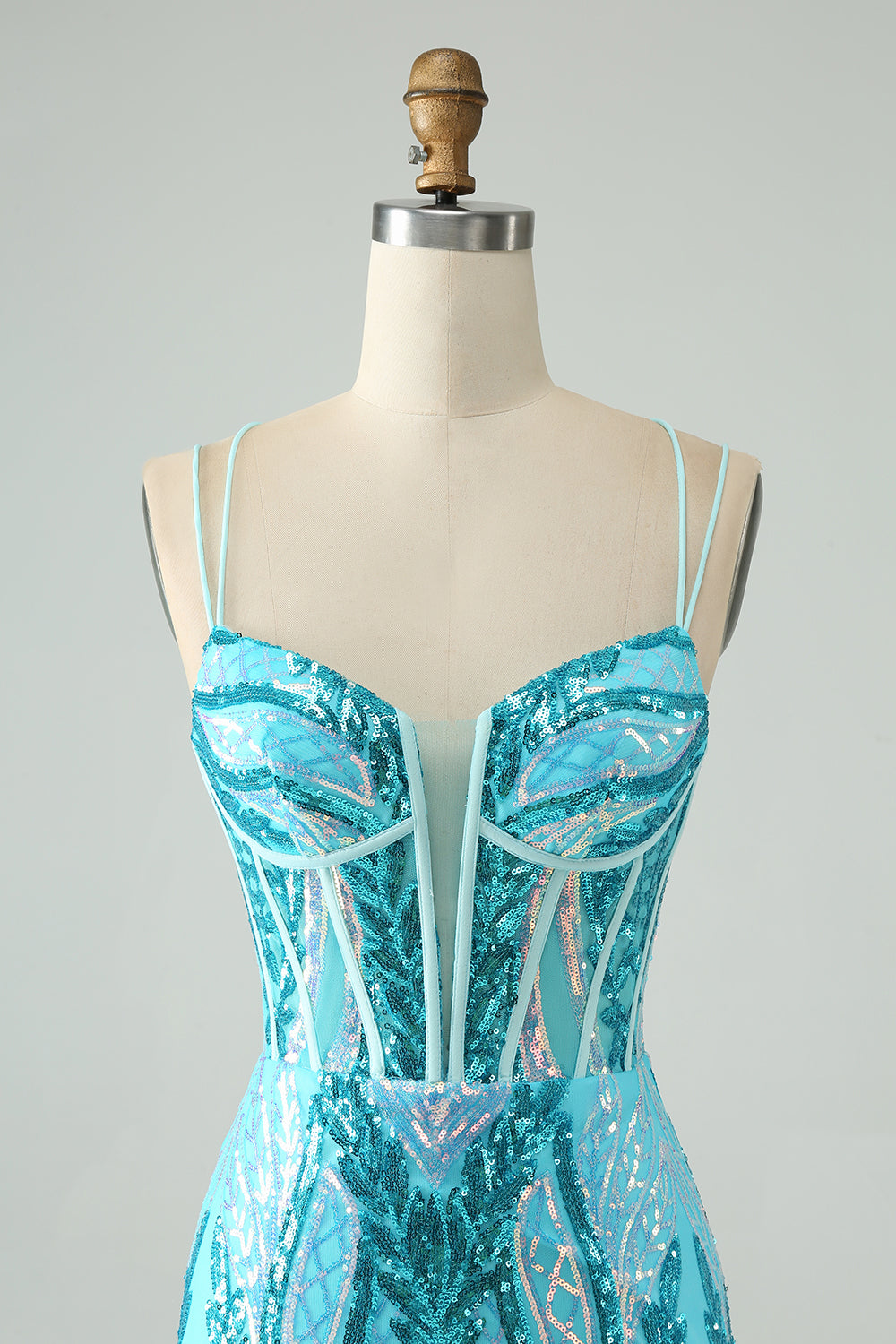 Sparkly Green Corset Tight Homecoming Dress with Lace-up Back - Image 17