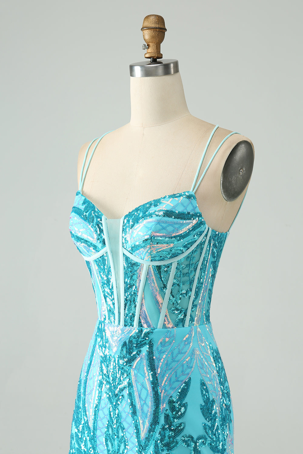 Sparkly Green Corset Tight Homecoming Dress with Lace-up Back - Image 19
