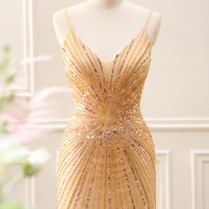Sparkly Golden Backless Tight Homecoming Dress - Image 1