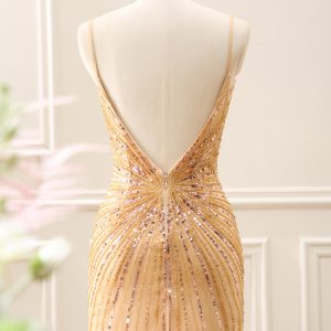 Sparkly Golden Backless Tight Homecoming Dress - Image 2