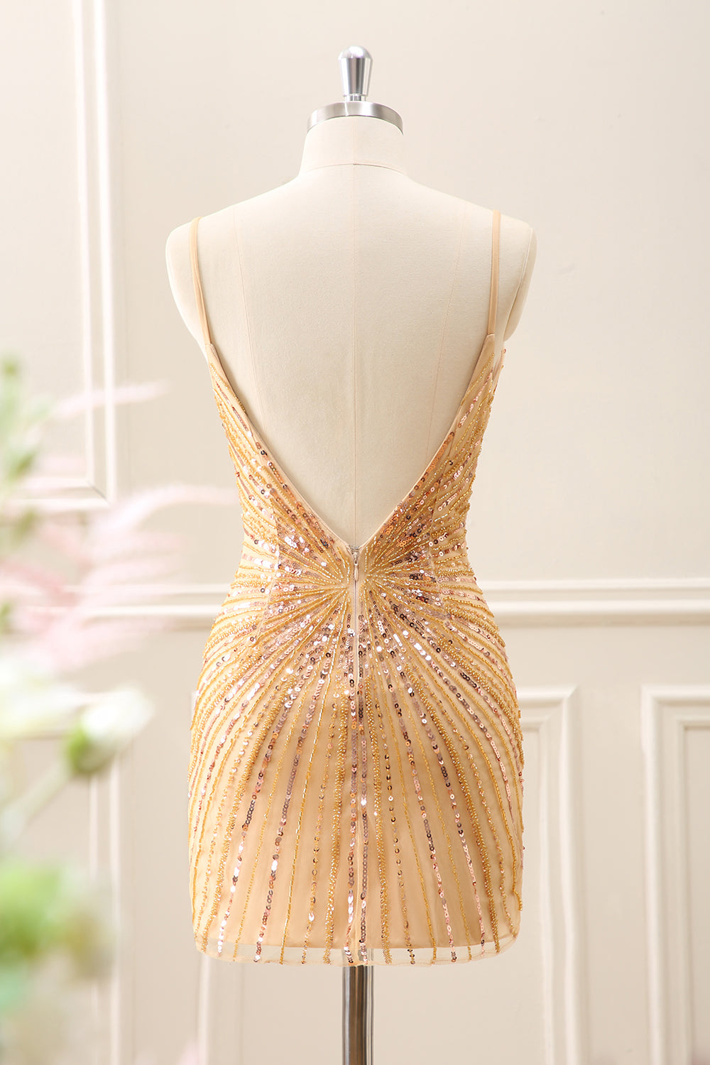 Sparkly Golden Backless Tight Homecoming Dress - Image 2