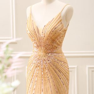 Sparkly Golden Backless Tight Homecoming Dress - Image 3
