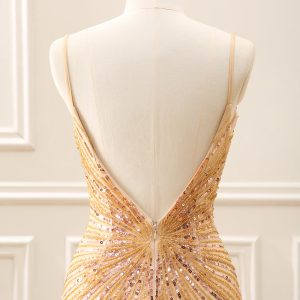 Sparkly Golden Backless Tight Homecoming Dress - Image 5
