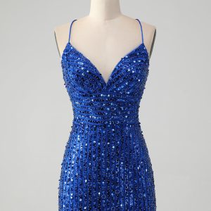 Sparkly Green Bodycon Sequins Lace Up Mini Dress - Image 8
