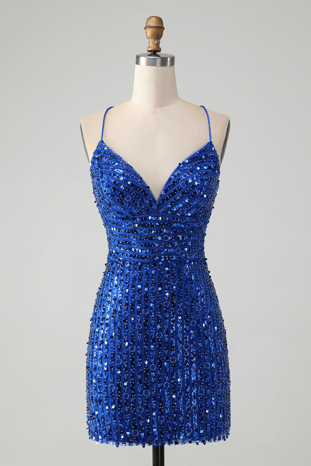 Sparkly Green Bodycon Sequins Lace Up Mini Dress - Image 8