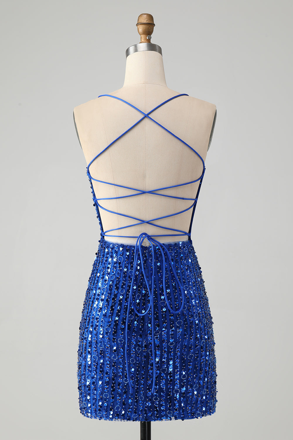 Sparkly Green Bodycon Sequins Lace Up Mini Dress - Image 9