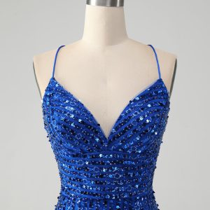Sparkly Green Bodycon Sequins Lace Up Mini Dress - Image 11