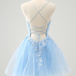 Sparkly Lilac A Line Sequined Pleated Floral Appliques Mini Dress - Image 11