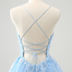 Sparkly Lilac A Line Sequined Pleated Floral Appliques Mini Dress - Image 14