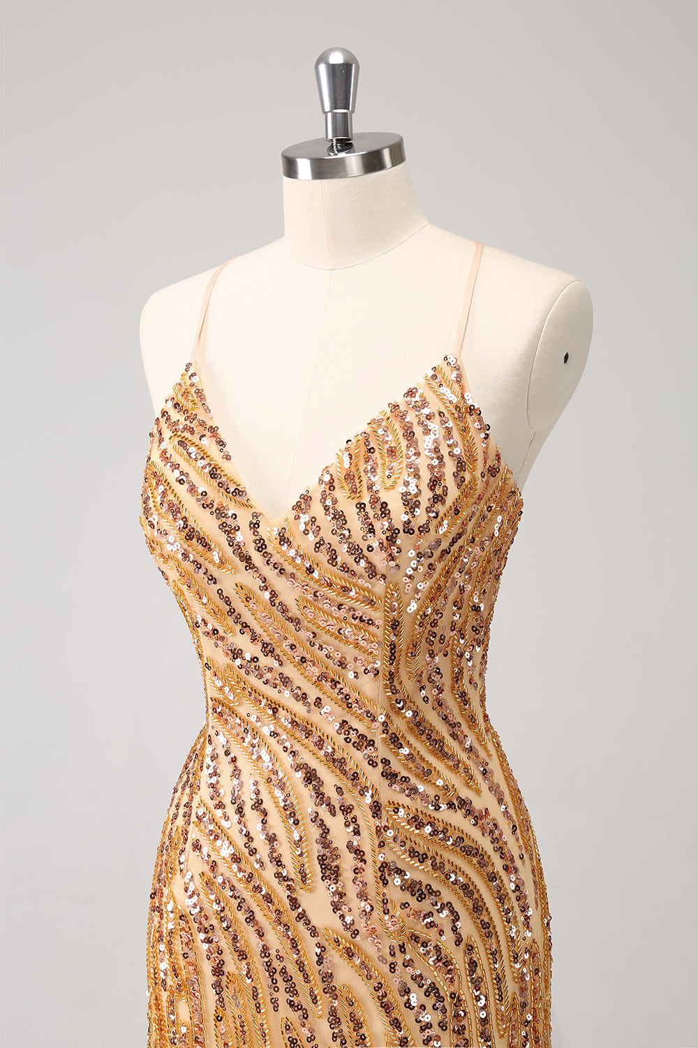 Sparkly Hot Pink Tight Sequins V Neck Mini Dress with Fringes - Image 13