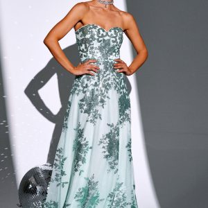 Sparkly Green A Line Sweetheart Maxi Dress - Image 3