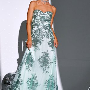 Sparkly Green A Line Sweetheart Maxi Dress - Image 4