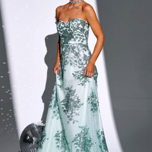 Sparkly Green A Line Sweetheart Maxi Dress - Image 5