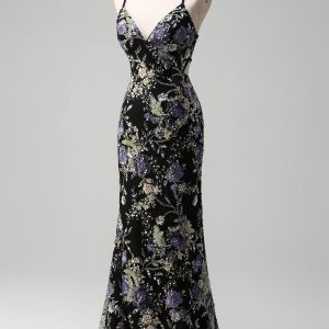 Sparkly Lilac Mermaid Appliqued Prom Dress with Sequins - Image 9