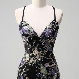 Sparkly Lilac Mermaid Appliqued Prom Dress with Sequins - Image 10