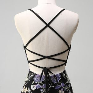 Sparkly Lilac Mermaid Appliqued Prom Dress with Sequins - Image 11