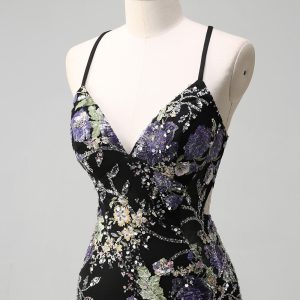 Sparkly Lilac Mermaid Appliqued Prom Dress with Sequins - Image 12