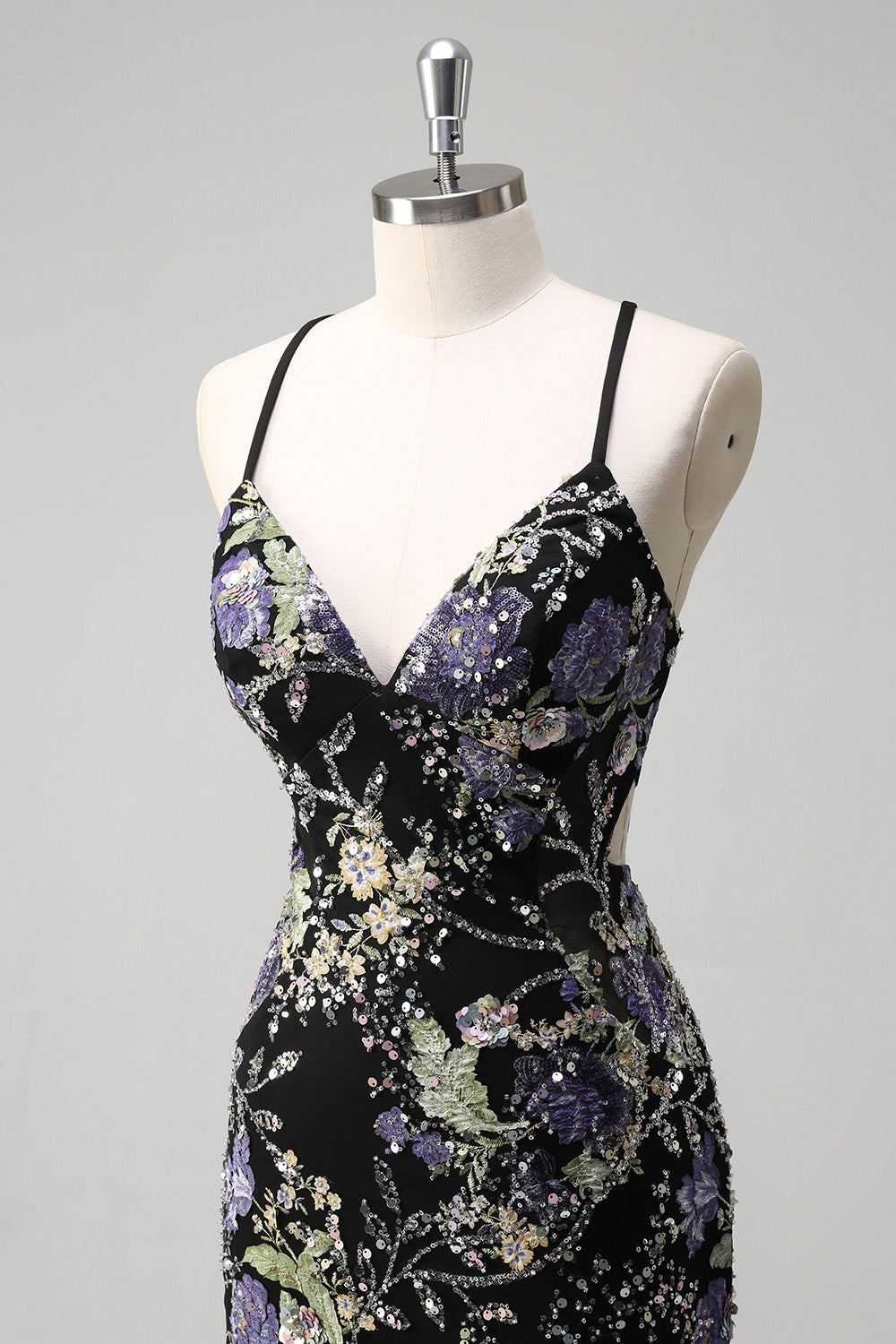 Sparkly Lilac Mermaid Appliqued Prom Dress with Sequins - Image 12