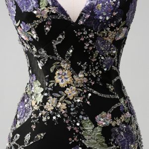 Sparkly Lilac Mermaid Appliqued Prom Dress with Sequins - Image 13