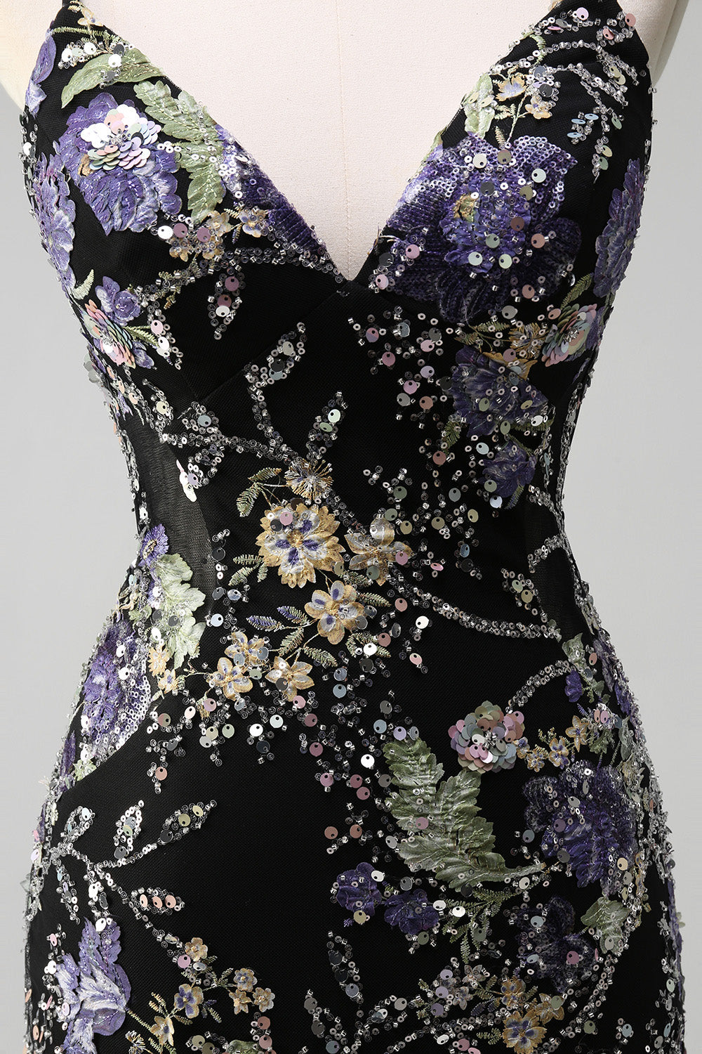 Sparkly Lilac Mermaid Appliqued Prom Dress with Sequins - Image 13