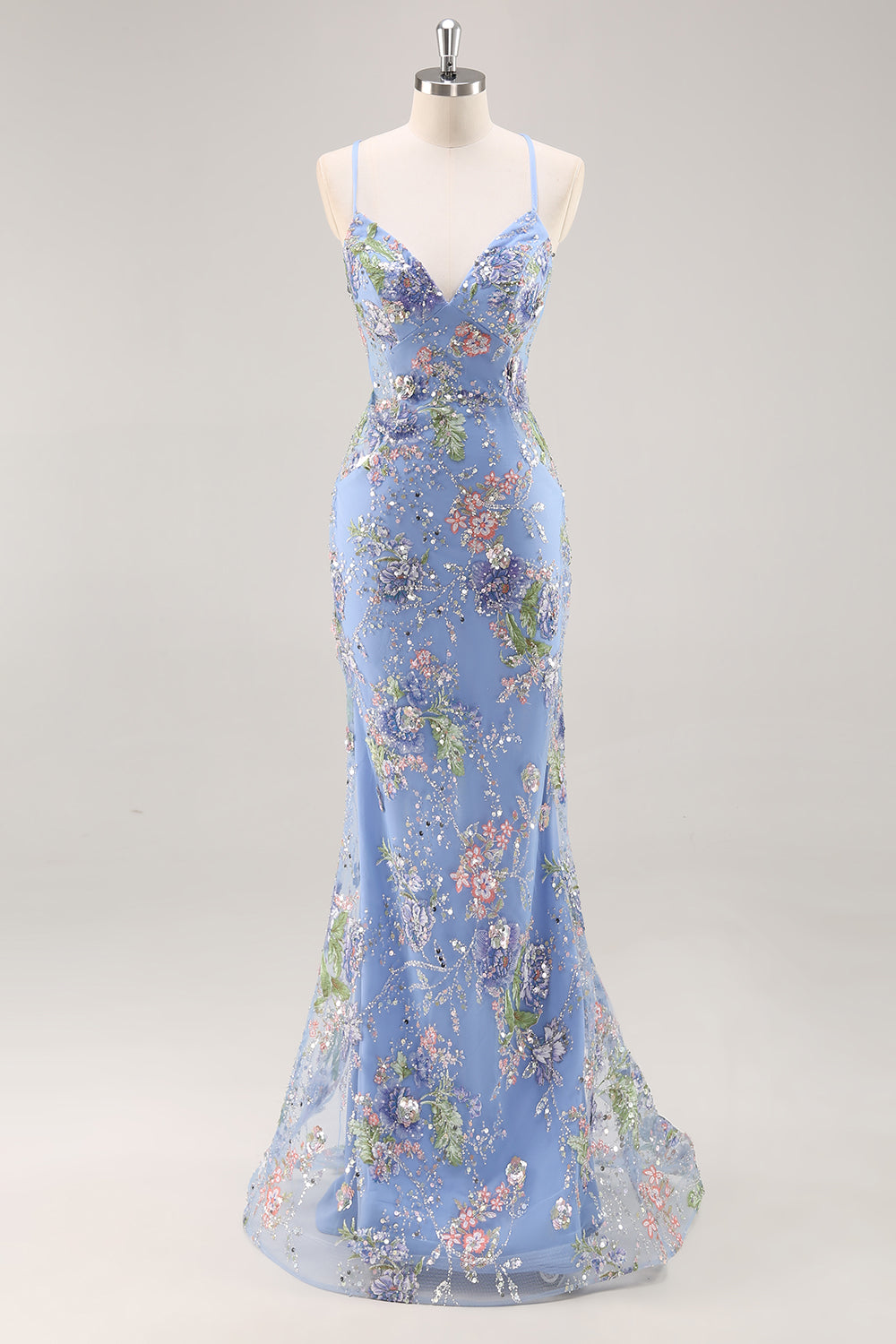 Sparkly Lilac Mermaid Appliqued Prom Dress with Sequins - Image 20