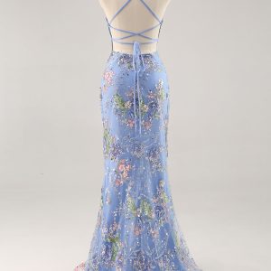 Sparkly Lilac Mermaid Appliqued Prom Dress with Sequins - Image 21