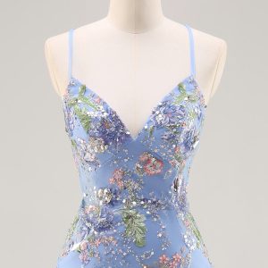 Sparkly Lilac Mermaid Appliqued Prom Dress with Sequins - Image 23