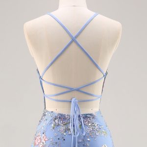 Sparkly Lilac Mermaid Appliqued Prom Dress with Sequins - Image 24