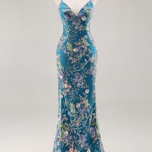 Sparkly Lilac Mermaid Appliqued Prom Dress with Sequins - Image 26