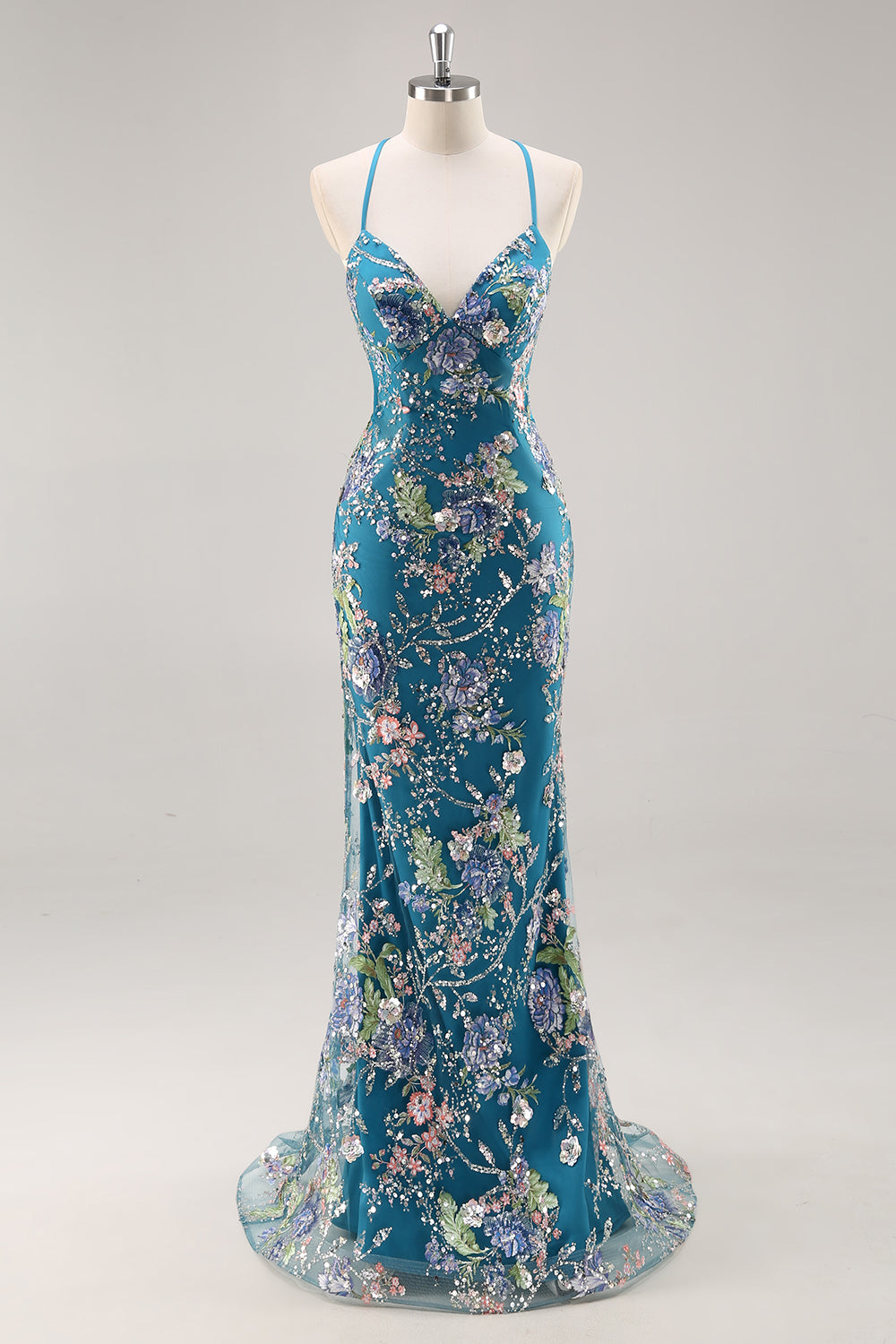Sparkly Lilac Mermaid Appliqued Prom Dress with Sequins - Image 26