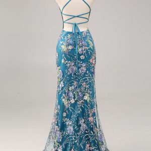 Sparkly Lilac Mermaid Appliqued Prom Dress with Sequins - Image 27