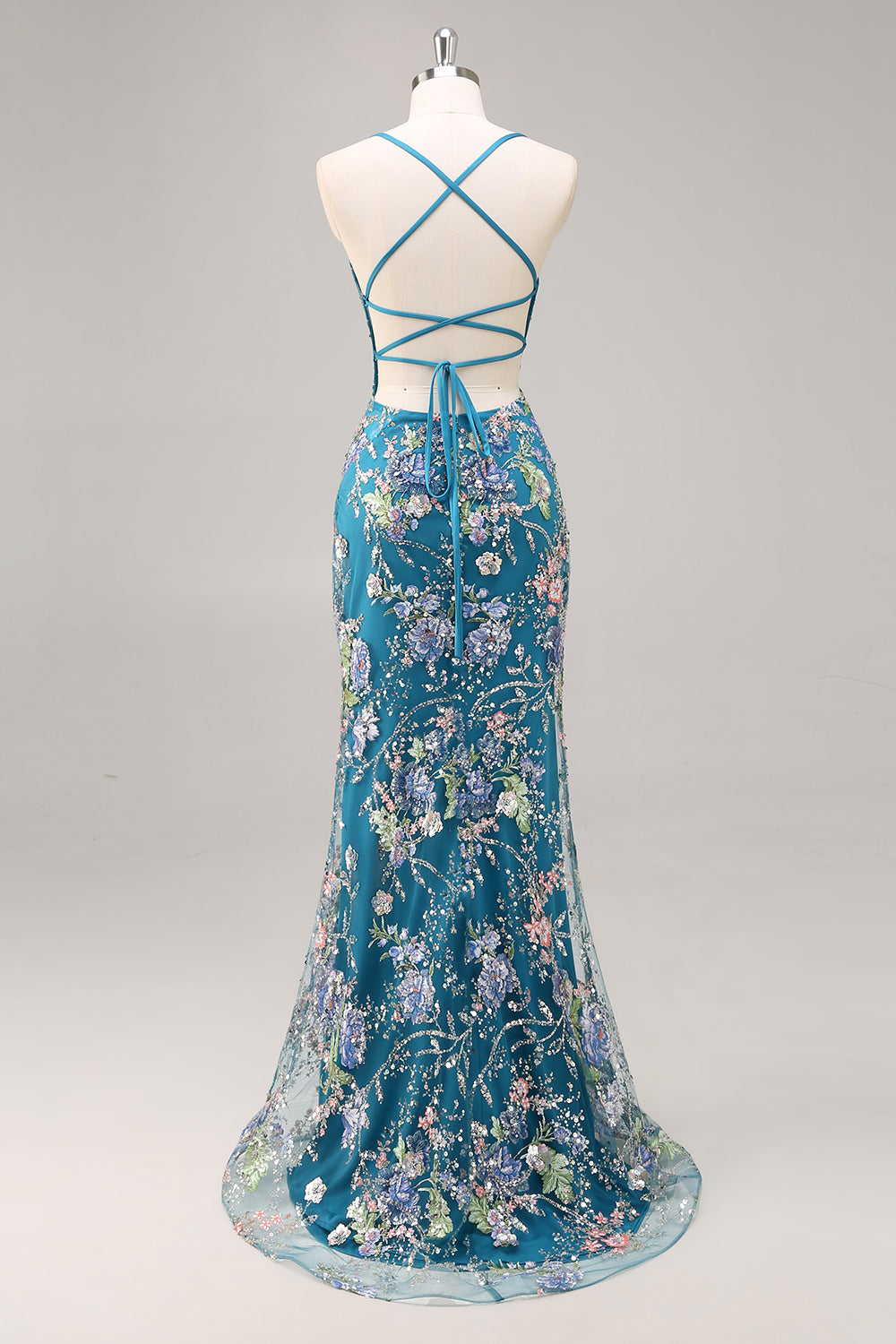 Sparkly Lilac Mermaid Appliqued Prom Dress with Sequins - Image 27