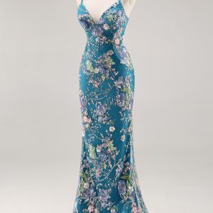 Sparkly Lilac Mermaid Appliqued Prom Dress with Sequins - Image 28