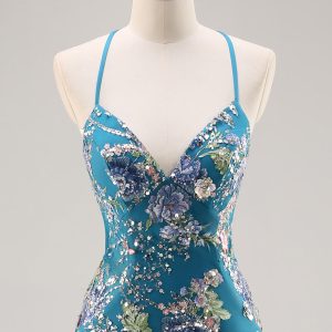 Sparkly Lilac Mermaid Appliqued Prom Dress with Sequins - Image 29