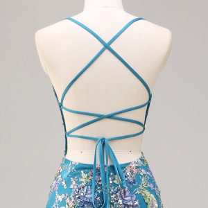 Sparkly Lilac Mermaid Appliqued Prom Dress with Sequins - Image 30