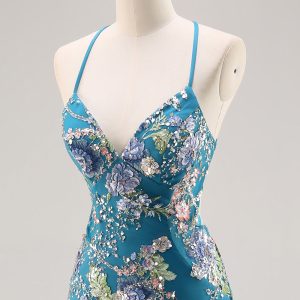 Sparkly Lilac Mermaid Appliqued Prom Dress with Sequins - Image 31