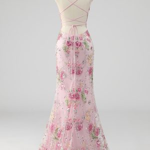 Sparkly Lilac Mermaid Appliqued Prom Dress with Sequins - Image 15