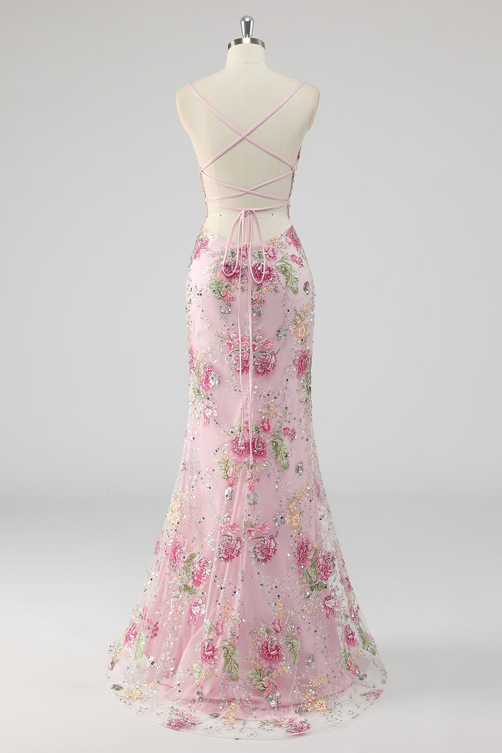 Sparkly Lilac Mermaid Appliqued Prom Dress with Sequins - Image 15