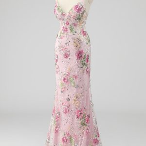 Sparkly Lilac Mermaid Appliqued Prom Dress with Sequins - Image 16