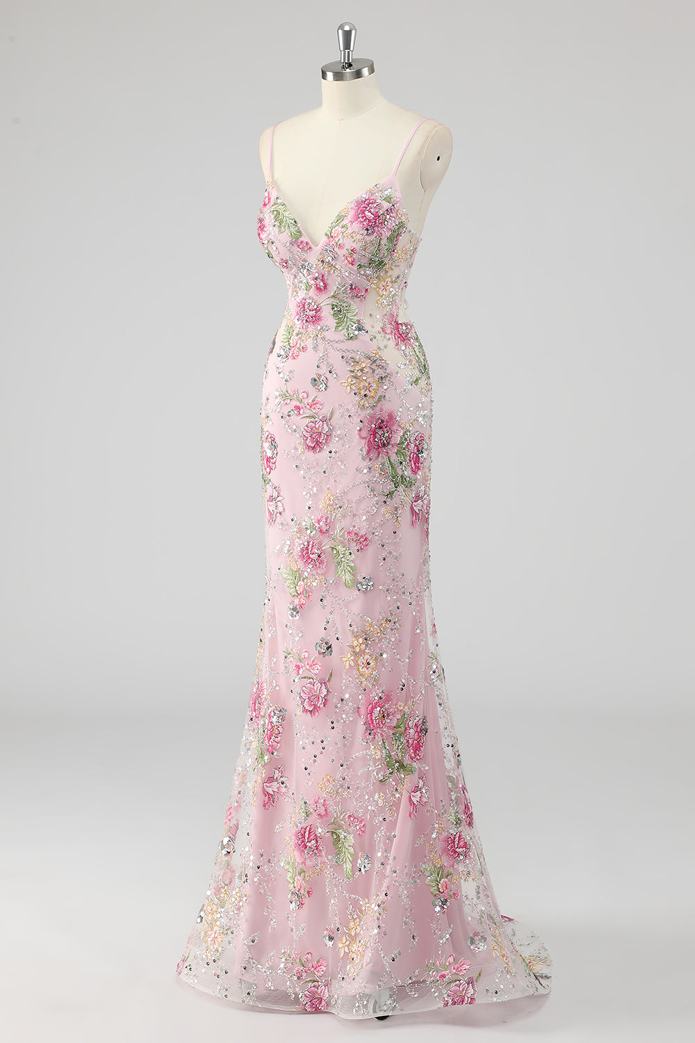 Sparkly Lilac Mermaid Appliqued Prom Dress with Sequins - Image 16