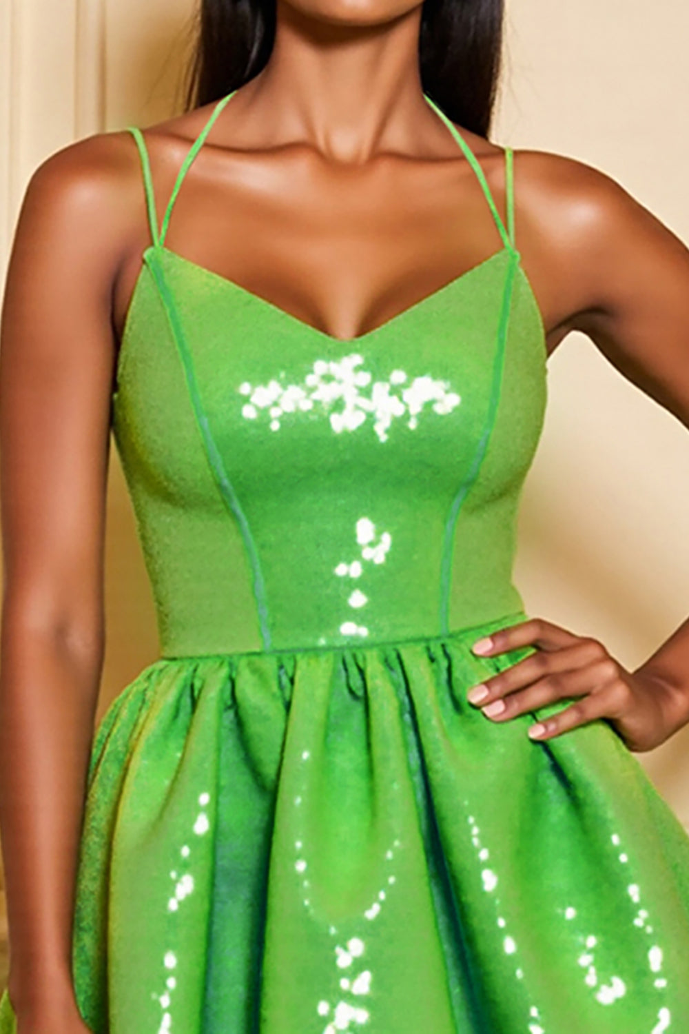 Sparkly Green A Line Homecoming Dress - Image 3