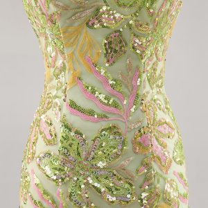 Sparkly Green Spaghetti Straps Tight Homecoming Dress - Image 7
