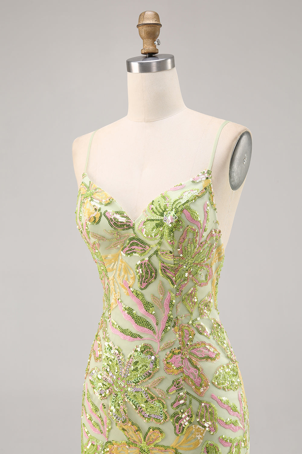 Sparkly Green Spaghetti Straps Tight Homecoming Dress - Image 6