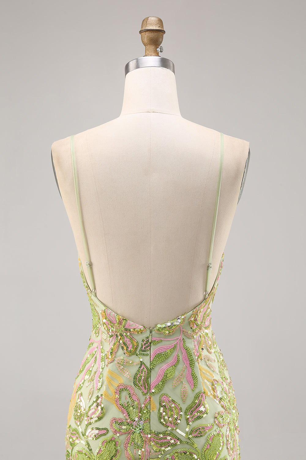 Sparkly Green Spaghetti Straps Tight Homecoming Dress - Image 5