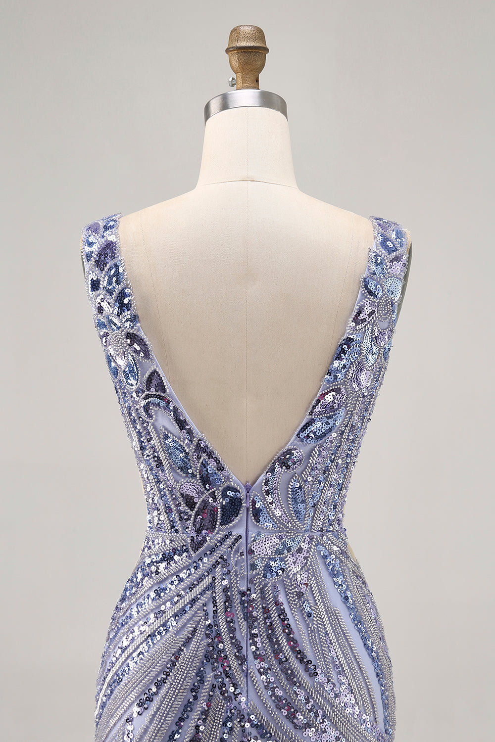 Sparkly Lilac V-Neck Bodycon Homecoming Dress - Image 5