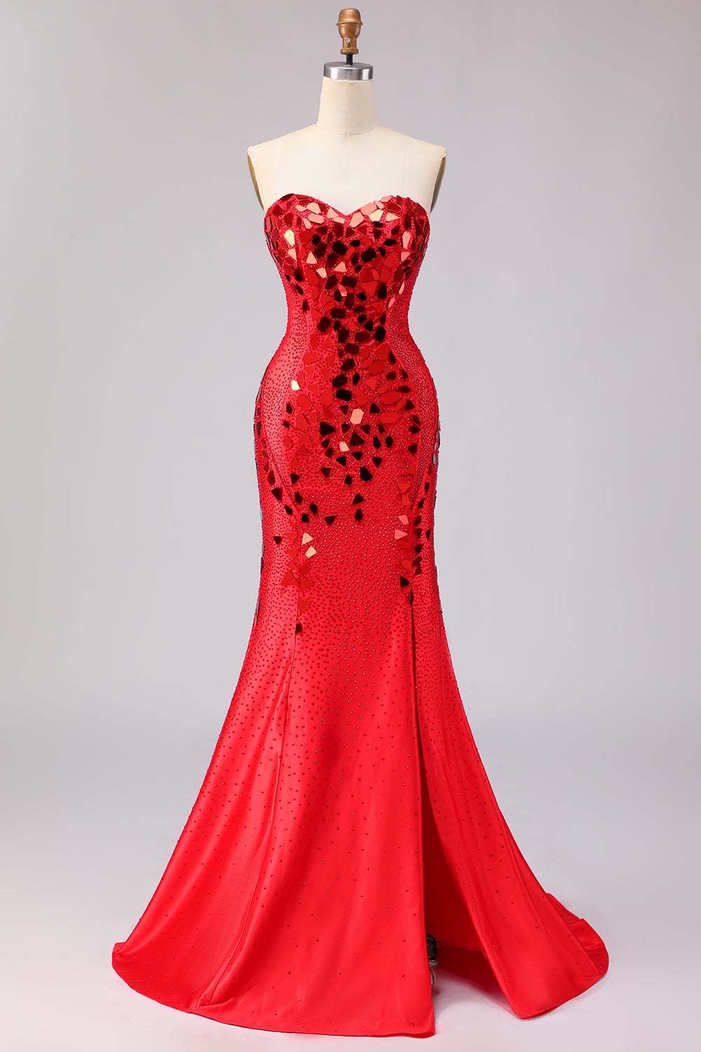 Sparkly Mermaid Royal Blue Strapless Beaded Prom Dress - Image 9