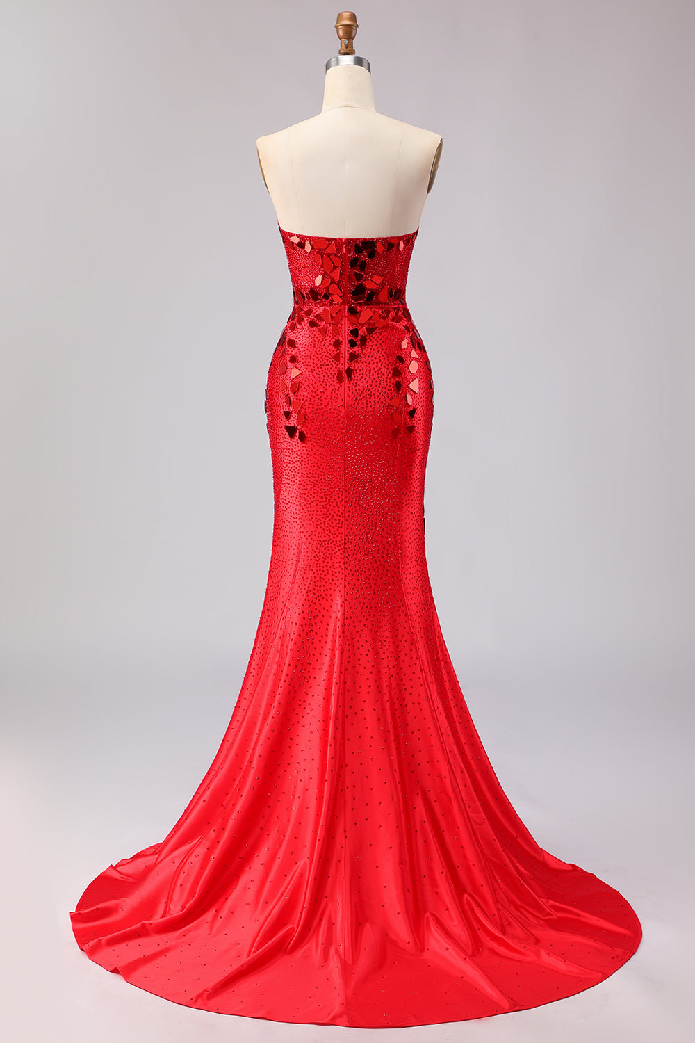 Sparkly Mermaid Royal Blue Strapless Beaded Prom Dress - Image 10