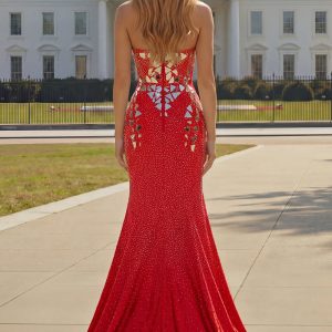 Sparkly Mermaid Royal Blue Strapless Beaded Prom Dress - Image 12