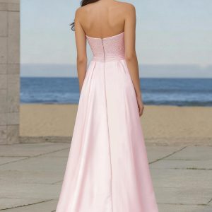 Sparkly Light Pink Strapless Maxi Prom Dress - Image 2