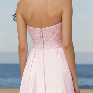 Sparkly Light Pink Strapless Maxi Prom Dress - Image 4